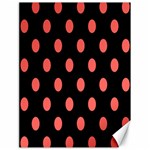 Polka Dots - Pastel Red on Black Canvas 18  x 24 