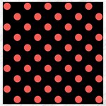 Polka Dots - Pastel Red on Black Canvas 20  x 20 