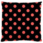 Polka Dots - Pastel Red on Black Large Cushion Case (Two Sides)