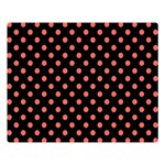 Polka Dots - Pastel Red on Black Double Sided Flano Blanket (Large)