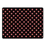 Polka Dots - Pastel Red on Black Fleece Blanket (Small) (One Side)