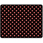 Polka Dots - Pastel Red on Black Double Sided Fleece Blanket (Medium) (Two Sides)