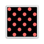 Polka Dots - Pastel Red on Black Memory Card Reader with Storage (Square)