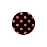 Polka Dots - Pastel Red on Black Golf Ball Marker (10 pack)