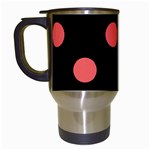 Polka Dots - Pastel Red on Black Travel Mug (Black)