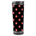 Polka Dots - Pastel Red on Black Travel Tumbler
