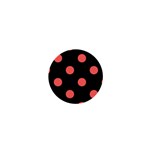 Polka Dots - Pastel Red on Black 1  Mini Magnet