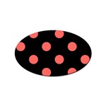 Polka Dots - Pastel Red on Black Sticker (Oval)