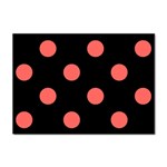 Polka Dots - Pastel Red on Black Sticker A4 (100 pack)