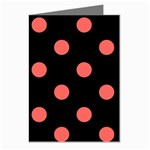 Polka Dots - Pastel Red on Black Greeting Cards (Pkg of 8)