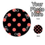 Polka Dots - Pastel Red on Black Playing Cards 54 (Round)