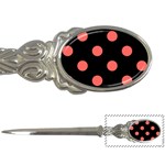 Polka Dots - Pastel Red on Black Letter Opener