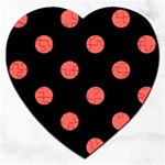Polka Dots - Pastel Red on Black Jigsaw Puzzle (Heart)