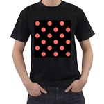 Polka Dots - Pastel Red on Black Men s T-Shirt (Black)