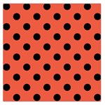 Polka Dots - Black on Tomato Red Large Satin Scarf (Square)
