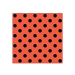 Polka Dots - Black on Tomato Red Satin Bandana Scarf