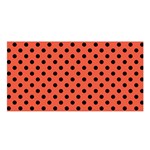 Polka Dots - Black on Tomato Red Satin Shawl