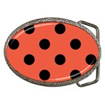 Polka Dots - Black on Tomato Red Belt Buckle