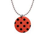 Polka Dots - Black on Tomato Red 1  Button Necklace