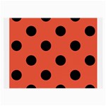 Polka Dots - Black on Tomato Red Large Glasses Cloth (2 Sides)