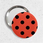 Polka Dots - Black on Tomato Red 2.25  Handbag Mirror
