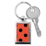 Polka Dots - Black on Tomato Red Key Chain (Rectangle)