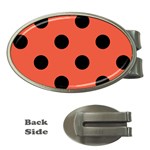 Polka Dots - Black on Tomato Red Money Clip (Oval)