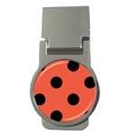 Polka Dots - Black on Tomato Red Money Clip (Round)