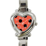 Polka Dots - Black on Tomato Red Heart Italian Charm Watch