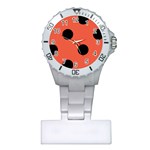 Polka Dots - Black on Tomato Red Nurses Watch