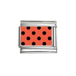 Polka Dots - Black on Tomato Red Italian Charm (9mm)