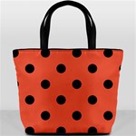 Polka Dots - Black on Tomato Red Bucket Bag