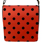 Polka Dots - Black on Tomato Red Flap Closure Messenger Bag (S)