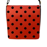 Polka Dots - Black on Tomato Red Flap Closure Messenger Bag (L)