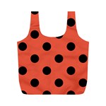 Polka Dots - Black on Tomato Red Full Print Recycle Bag (M)