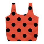 Polka Dots - Black on Tomato Red Full Print Recycle Bag (L)
