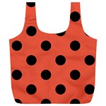 Polka Dots - Black on Tomato Red Full Print Recycle Bag (XL)