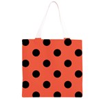 Polka Dots - Black on Tomato Red Grocery Light Tote Bag
