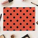 Polka Dots - Black on Tomato Red Cosmetic Bag (XL)