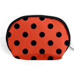 Polka Dots - Black on Tomato Red Accessory Pouch (Medium)