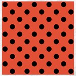 Polka Dots - Black on Tomato Red Canvas 16  x 16 
