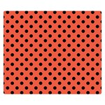 Polka Dots - Black on Tomato Red Double Sided Flano Blanket (Small)