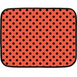 Polka Dots - Black on Tomato Red Fleece Blanket (Mini)