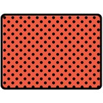 Polka Dots - Black on Tomato Red Fleece Blanket (Large) (One Side)
