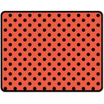 Polka Dots - Black on Tomato Red Fleece Blanket (Medium) (One Side)