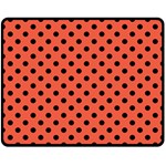 Polka Dots - Black on Tomato Red Double Sided Fleece Blanket (Medium) (Two Sides)
