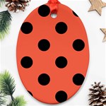 Polka Dots - Black on Tomato Red Oval Ornament (Two Sides)