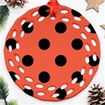 Polka Dots - Black on Tomato Red Ornament (Round Filigree)