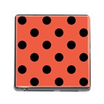 Polka Dots - Black on Tomato Red Memory Card Reader (Square)