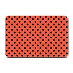 Polka Dots - Black on Tomato Red Small Doormat